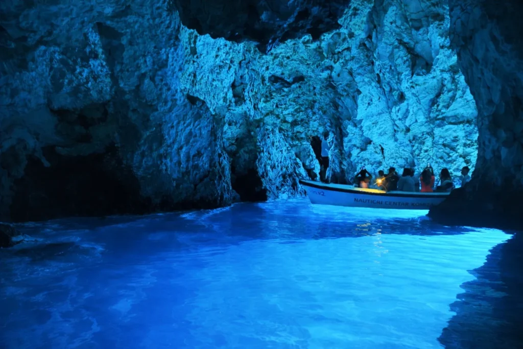 Blue light inside the Blue Cave on Biševo near Vis