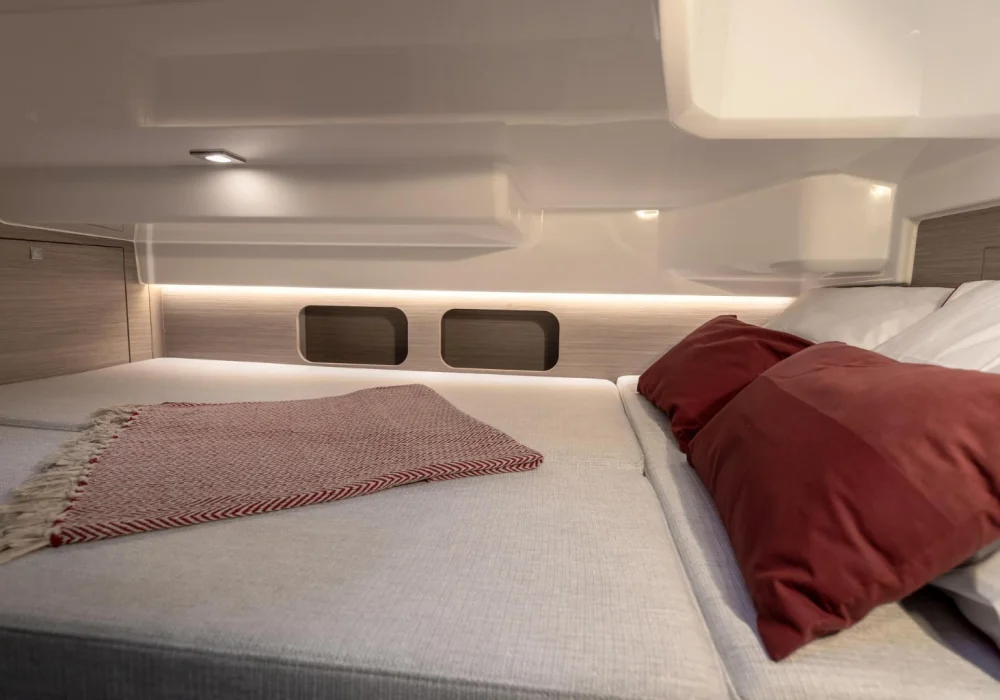 Cap Camarat 9 WA Serie 2 cabin area with comfortable interior accommodation
