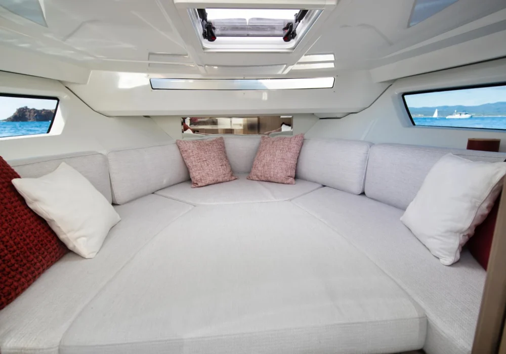 Cap Camarat 9 WA Serie 2 forward cabin with double berth and natural light