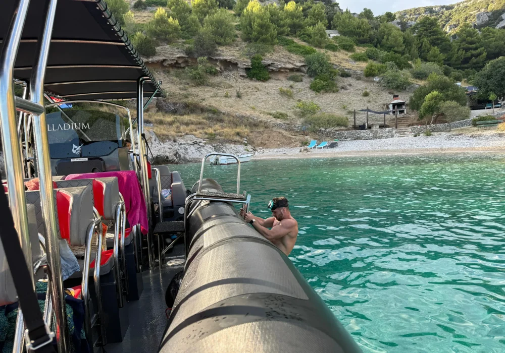 Swimming stop during a Narwhal Orca 1000 speedboat excursion along the Makarska Riviera