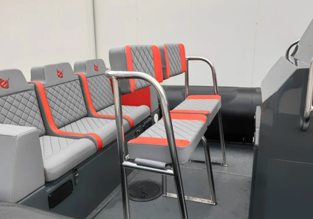 Comfortable seating area on Narwhal Orca 1000 speedboat